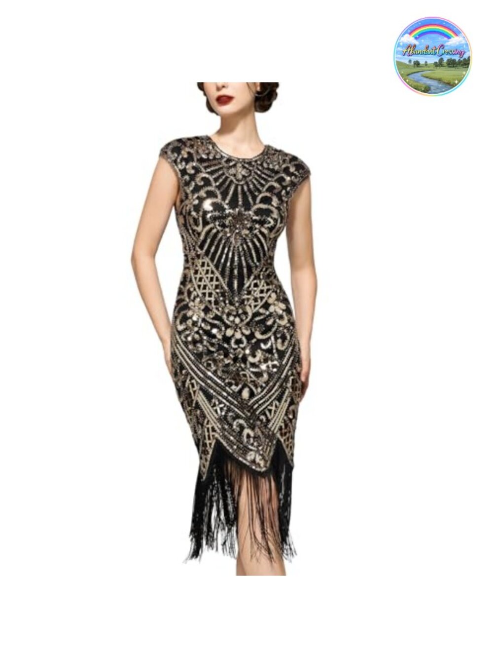 1920s Sequin Fringed Flapper Cocktail Dress Women's Great Gatsby Costume